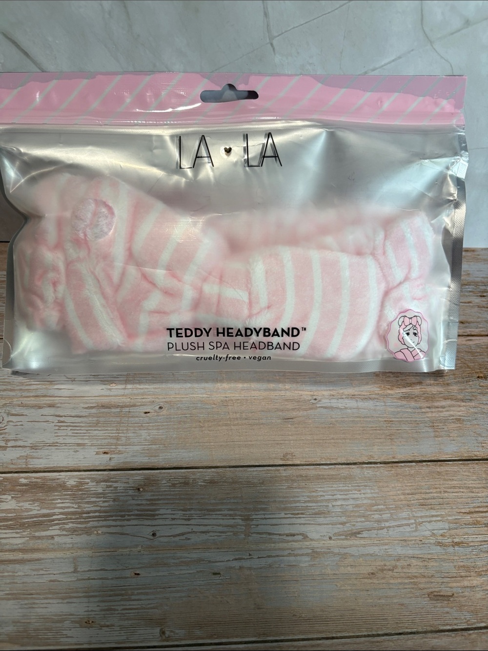 Pink Striped Plush Spa Headband